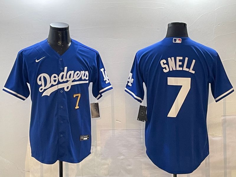 Men Los Angeles Dodgers 7 Snell Blue Game 2024 Nike MLB Jersey style 01154